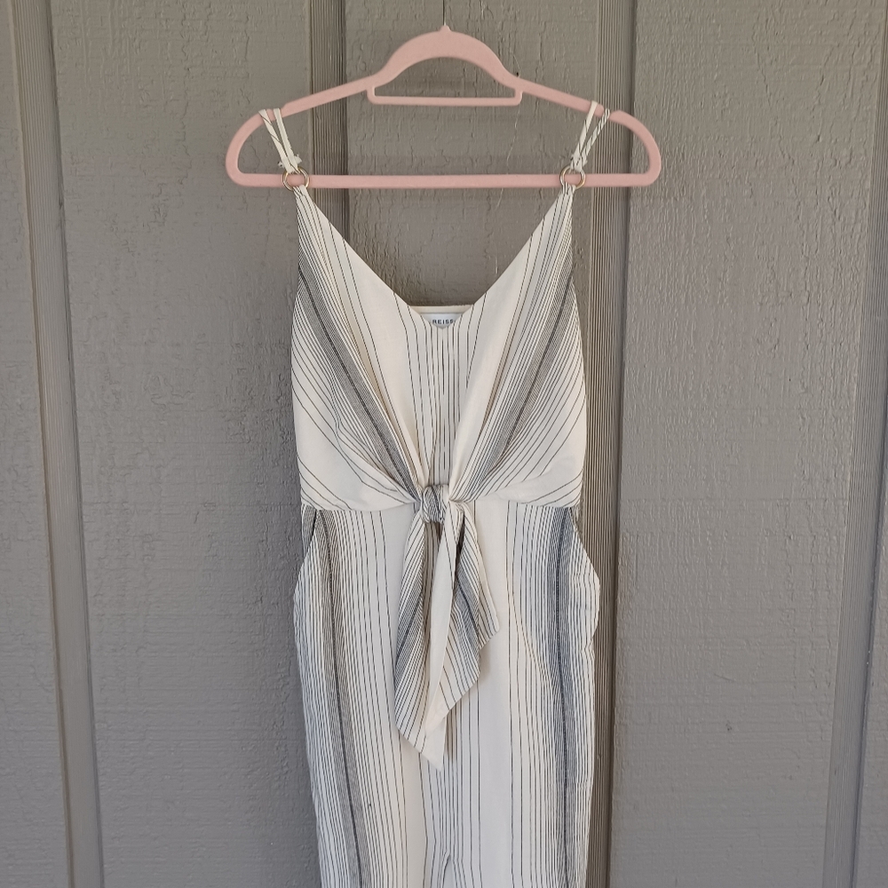 Reiss Kay Stripe Midi Dress Size 2 Women Preppy Sleeveless Pockets Cotton Blend - Picture 3 of 16